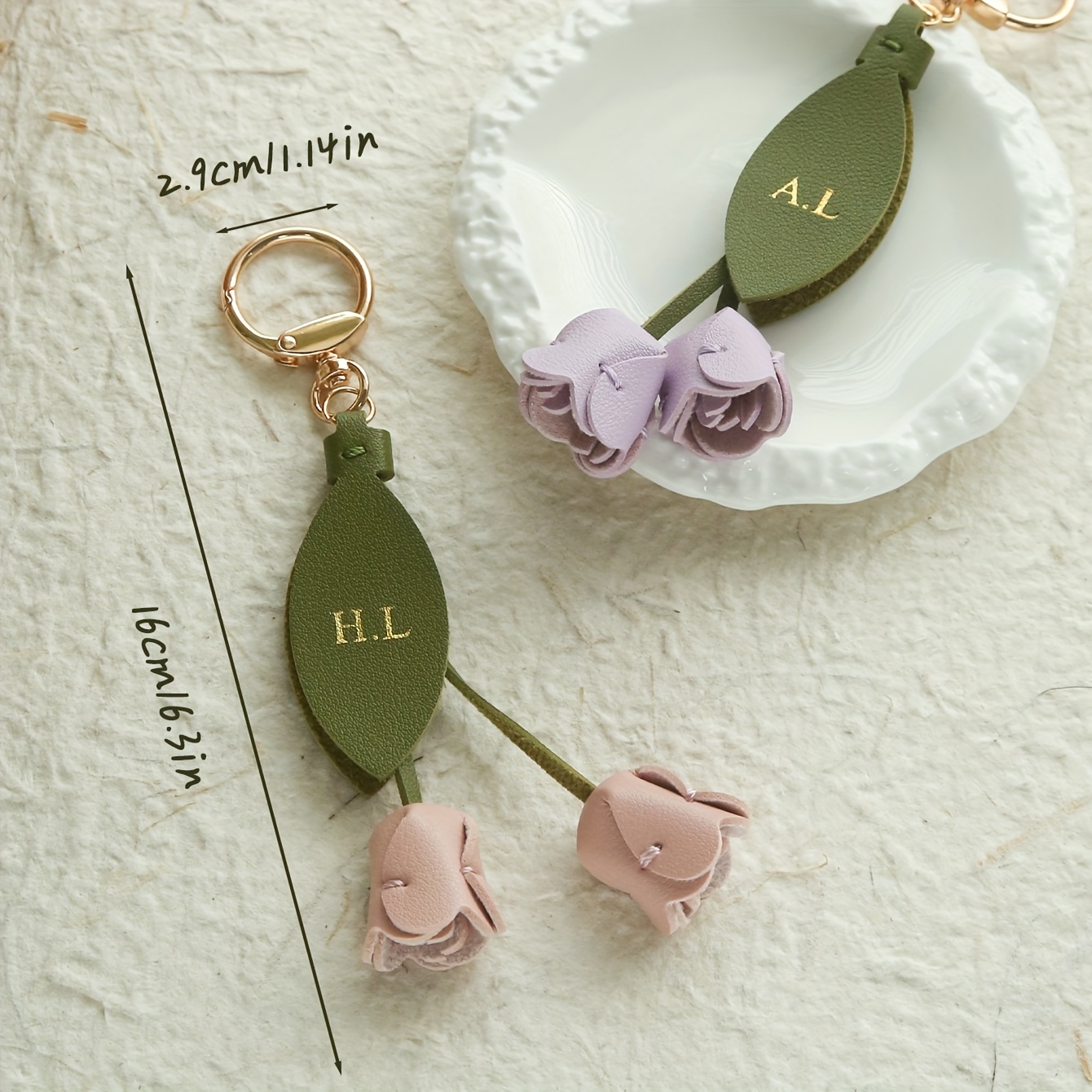 Customized Initals Leather Tul - Monogram Keychain Leather ulasan dan harga